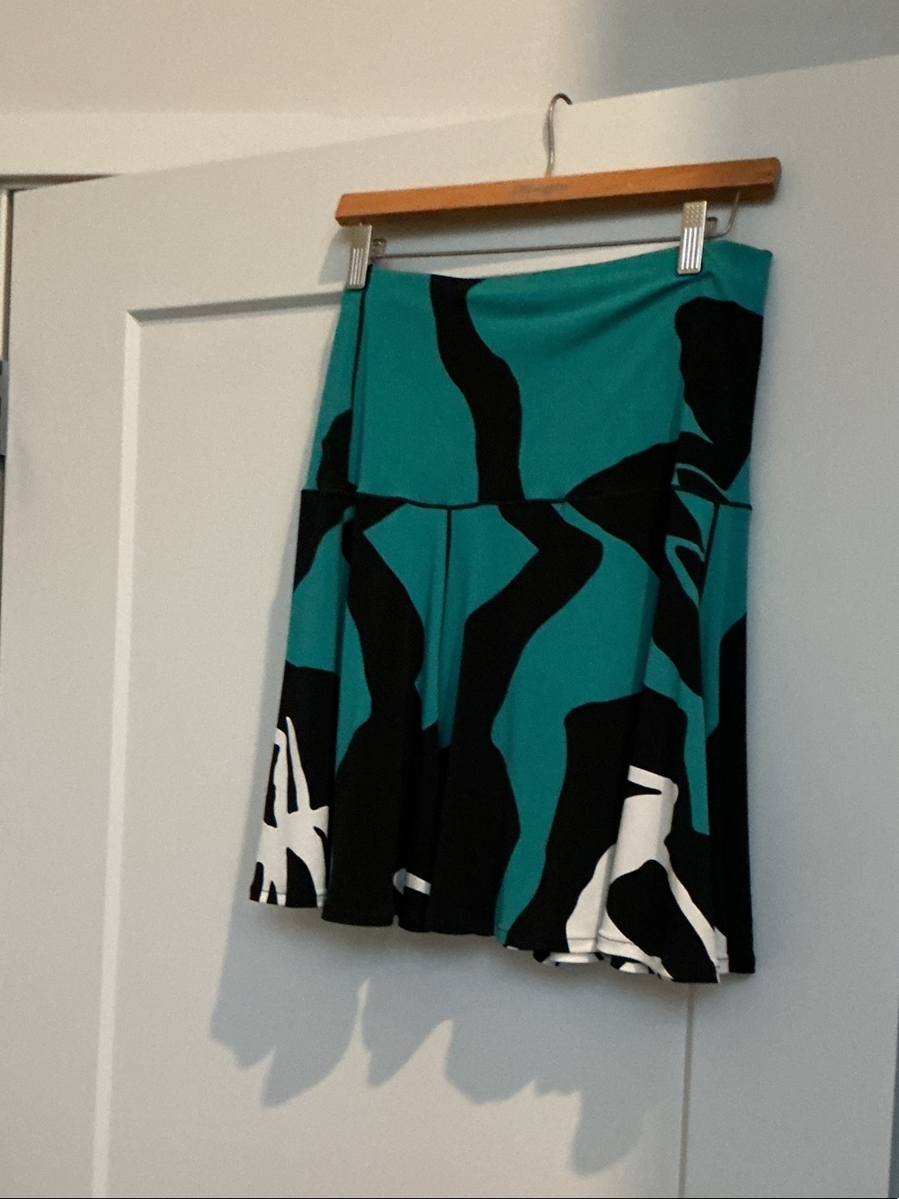 eva varro Teal, Black & White Abstract Circle Skirt